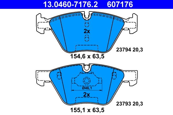 Komplet pločica, disk-kočnica ATE 13.0460-7176.2